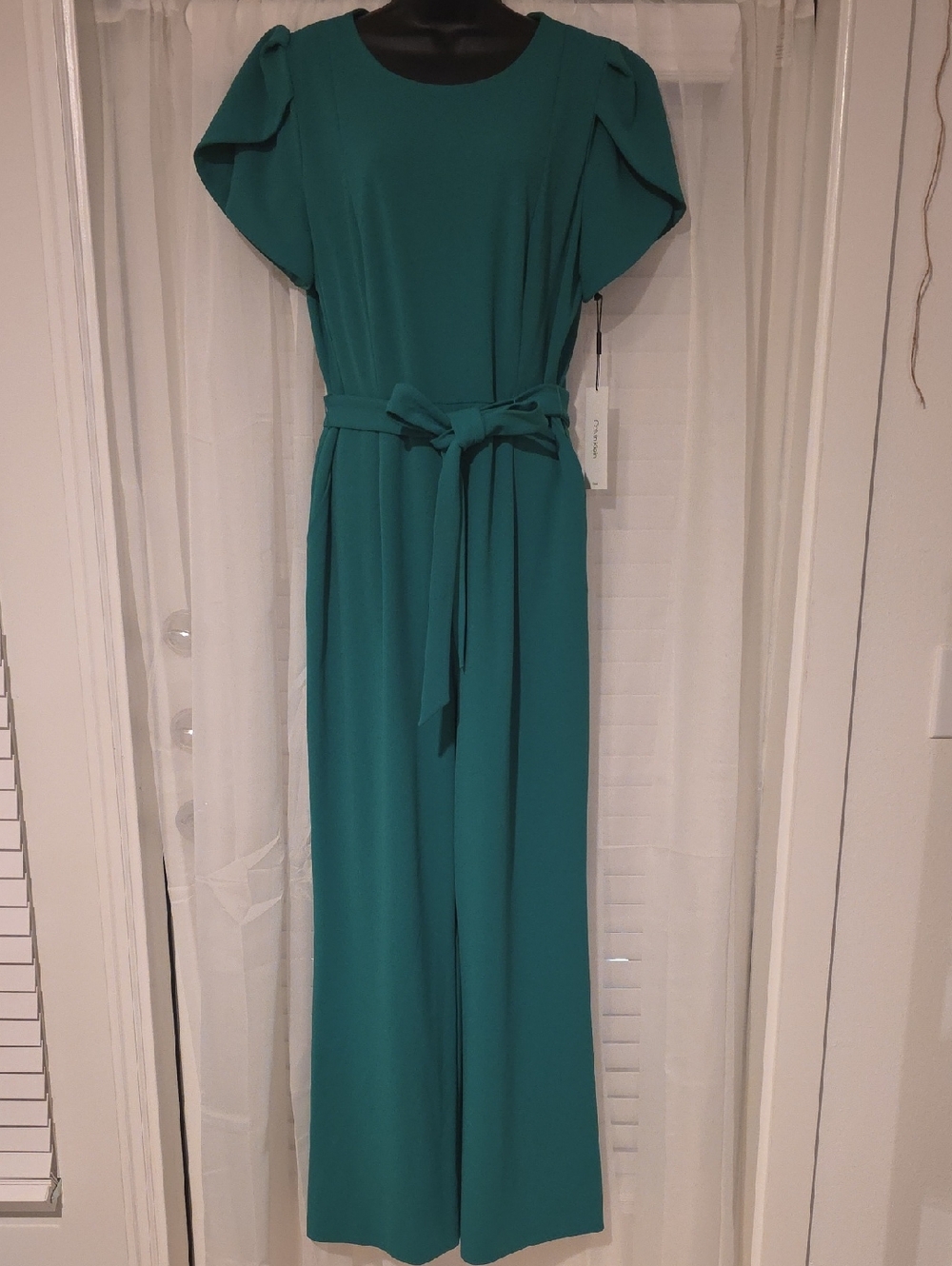 Calvin Klein Tulip Sleeve Belted Jumpsuit